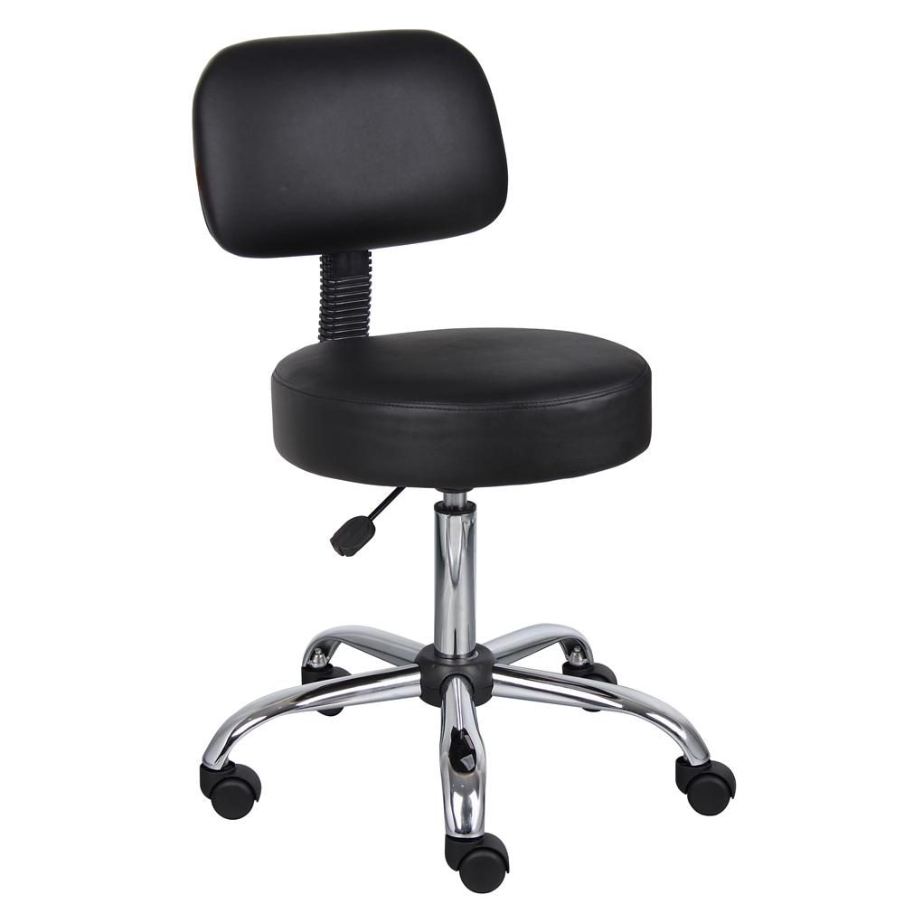 Boss Black Caressoft Medical Stool W/ Back Cushion. The main picture.