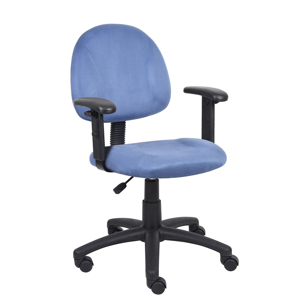 Boss Blue Microfiber Deluxe Posture Chair W/ Adjustable Arms.. The main picture.