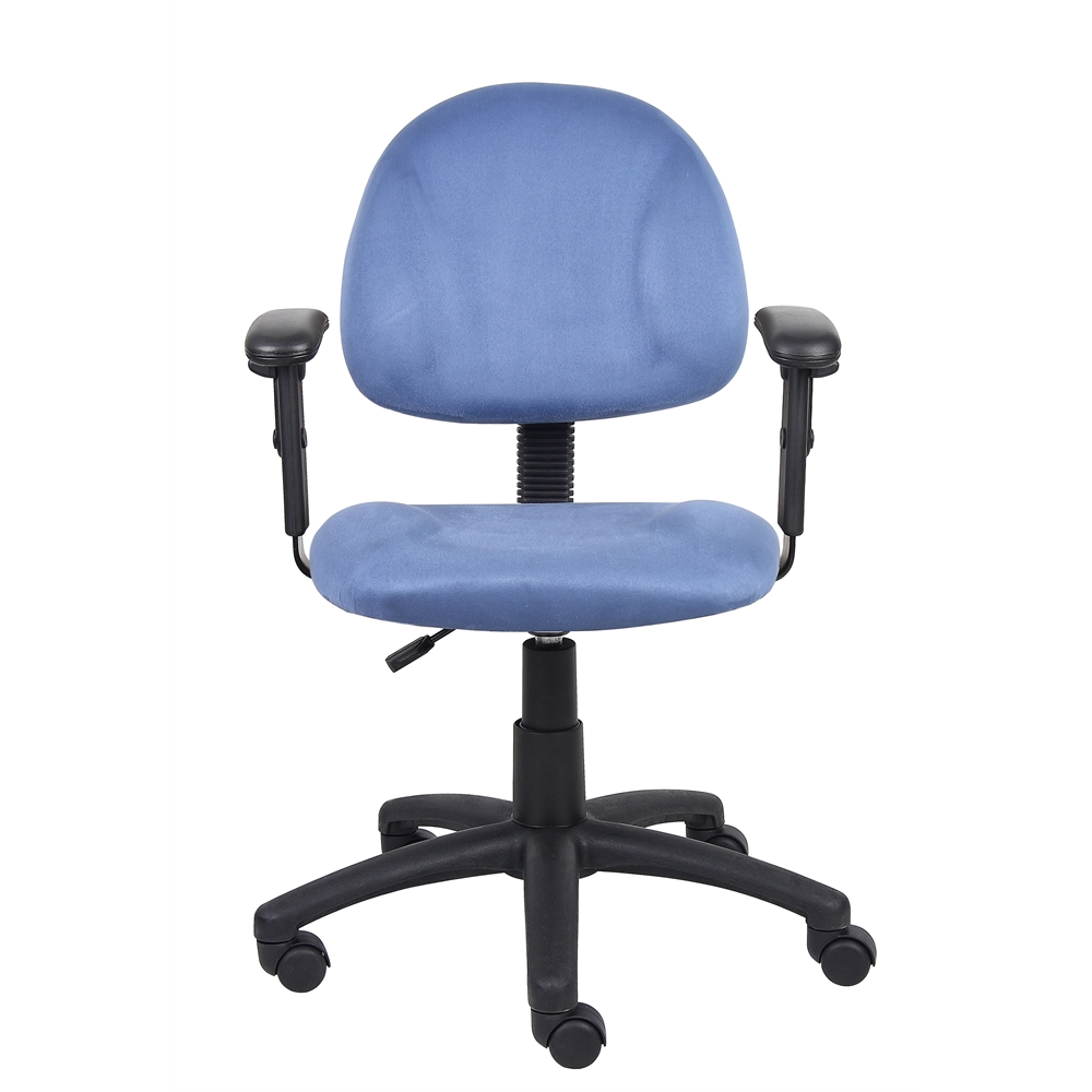 Boss Blue Microfiber Deluxe Posture Chair W/ Adjustable Arms.. Picture 2