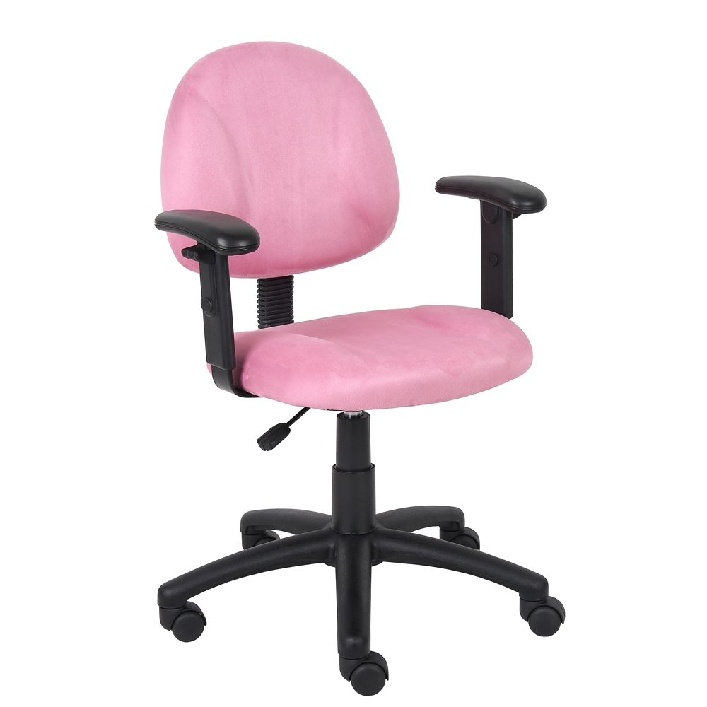 Boss Pink Microfiber Deluxe Posture Chair W/ Adjustable Arms.. Picture 1