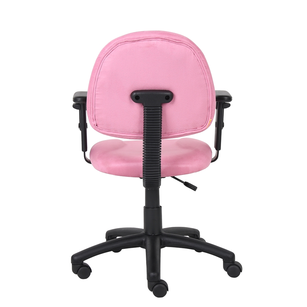Boss Pink Microfiber Deluxe Posture Chair W/ Adjustable Arms.. Picture 3