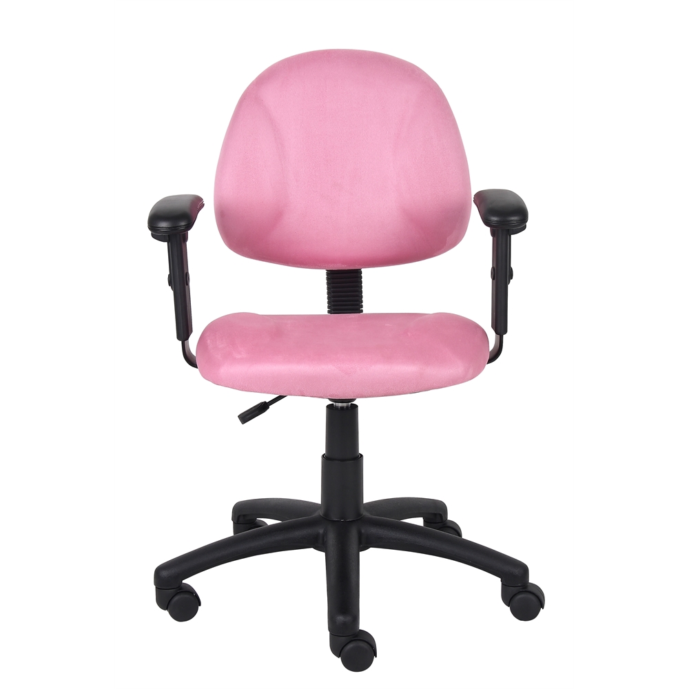 Boss Pink Microfiber Deluxe Posture Chair W/ Adjustable Arms.. Picture 2