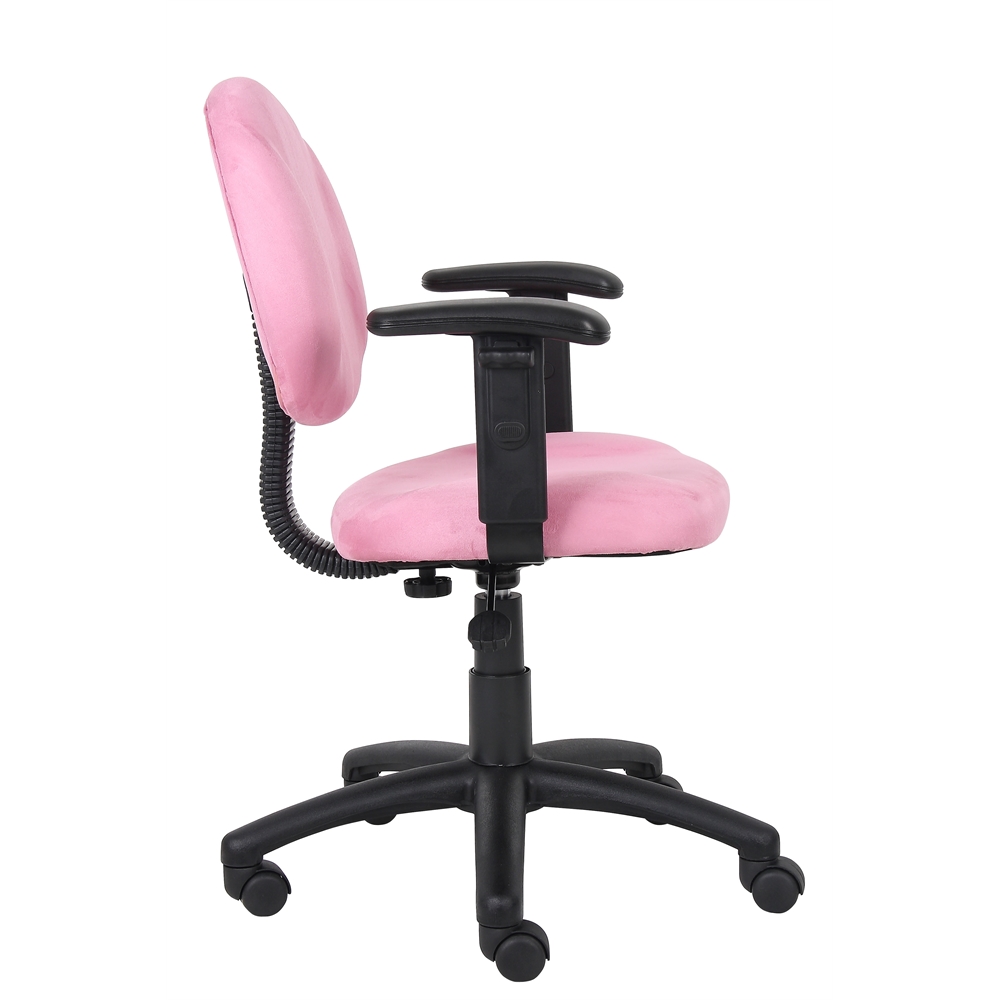 Boss Pink Microfiber Deluxe Posture Chair W/ Adjustable Arms.. Picture 4