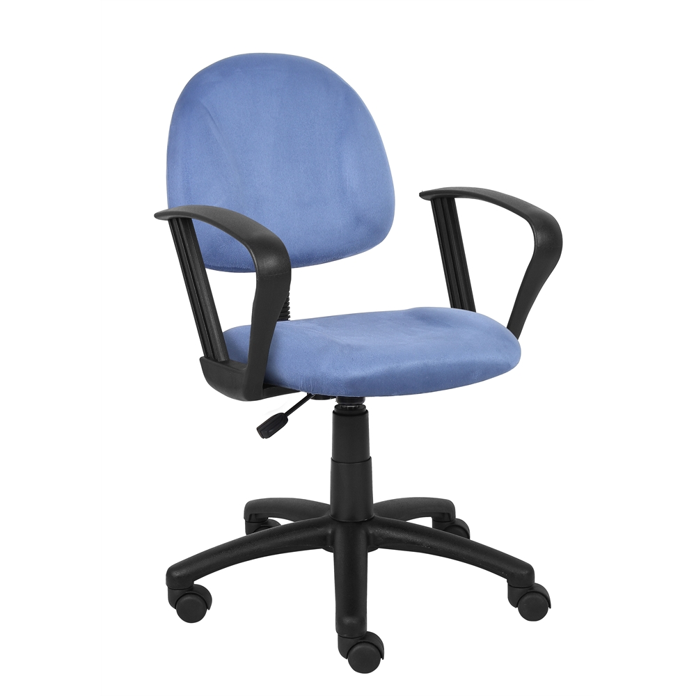 Boss Blue Microfiber Deluxe Posture Chair W/ Loop Arms.. Picture 1