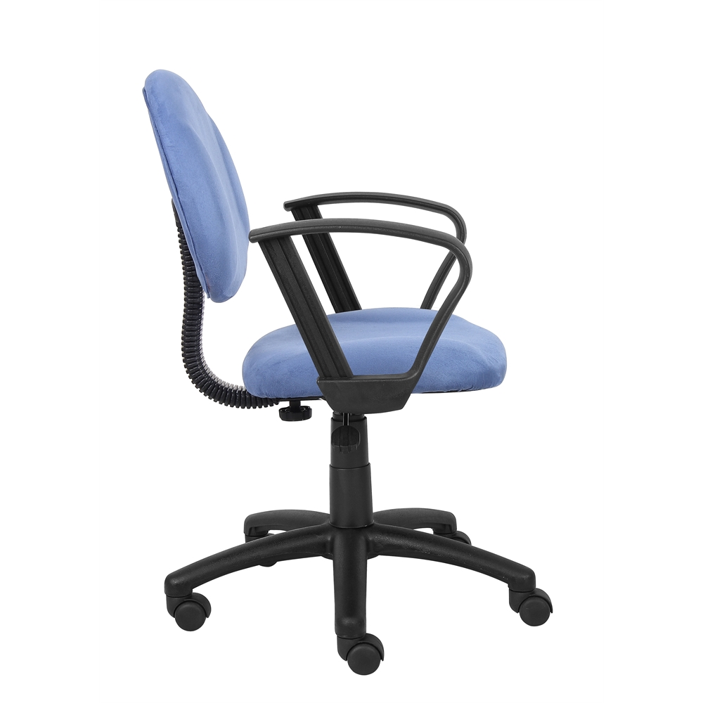 Boss Blue Microfiber Deluxe Posture Chair W/ Loop Arms.. Picture 3