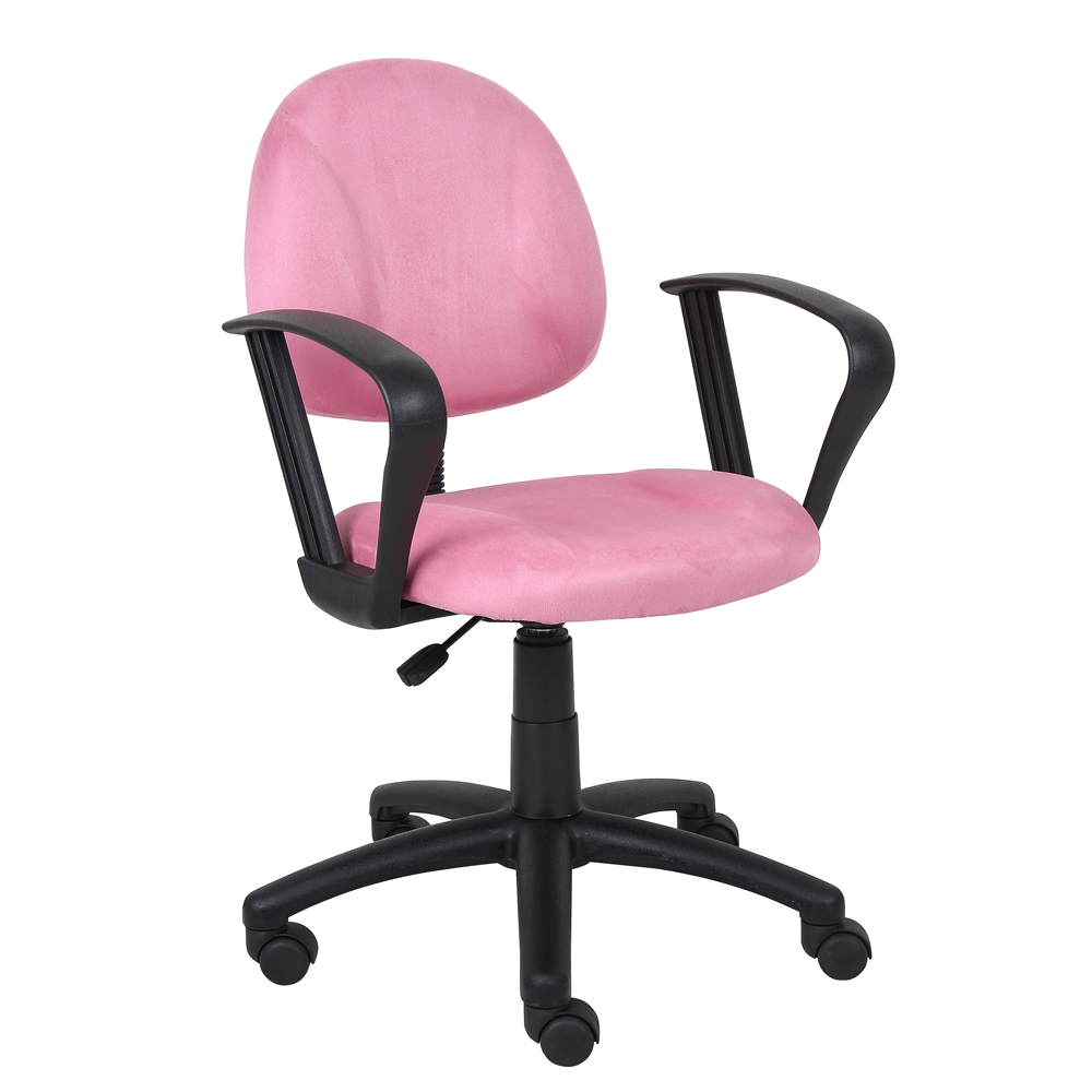 Boss Pink Microfiber Deluxe Posture Chair W/ Loop Arms.. Picture 4