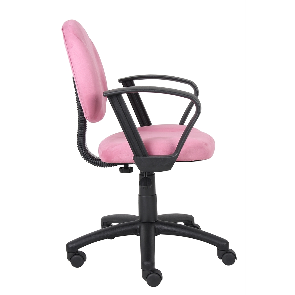 Boss Pink Microfiber Deluxe Posture Chair W/ Loop Arms.. Picture 3