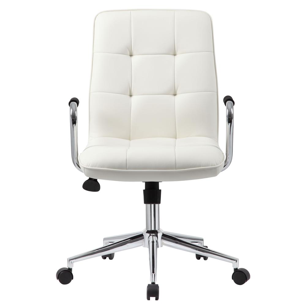 Boss Modern Office Chair w/Chrome Arms- White. Picture 2