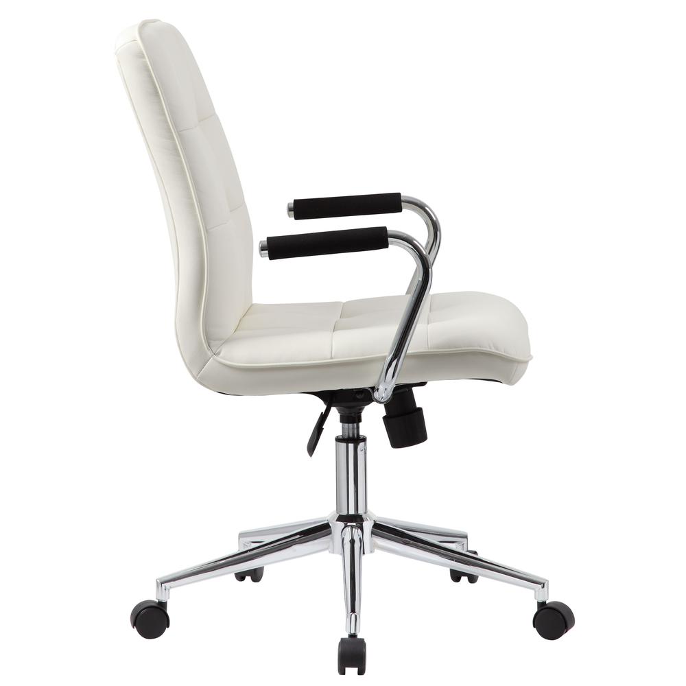 Boss Modern Office Chair w/Chrome Arms- White. Picture 3
