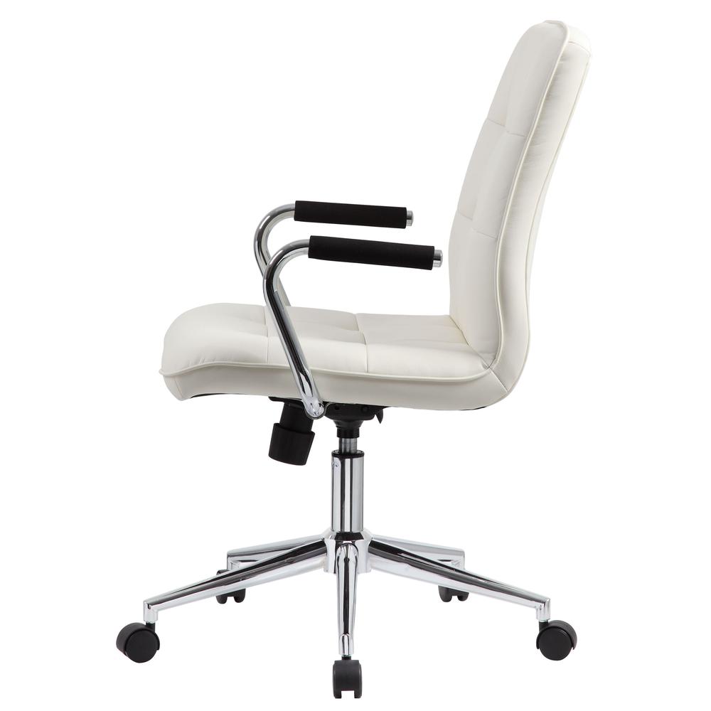 Boss Modern Office Chair w/Chrome Arms- White. Picture 5