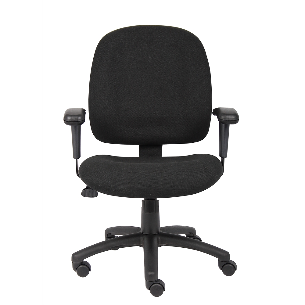 Boss Black Fabric Task Chair W/ Adjustable Arms. Picture 2