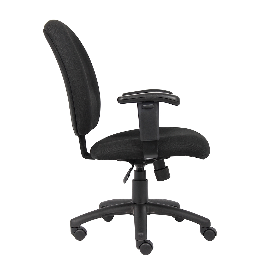 Boss Black Fabric Task Chair W/ Adjustable Arms. Picture 3