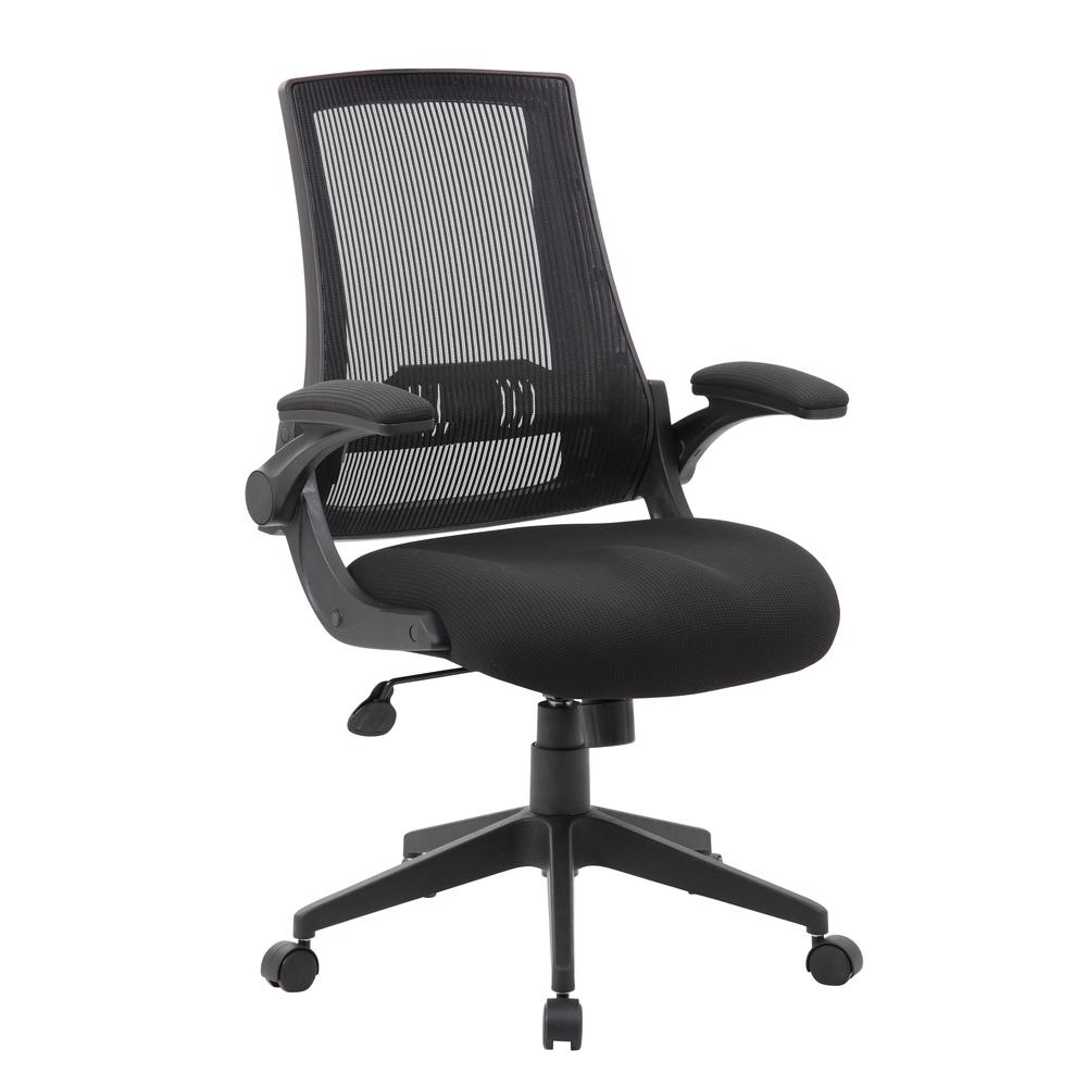 Boss Black Mesh Flip Arm Chair. Picture 6