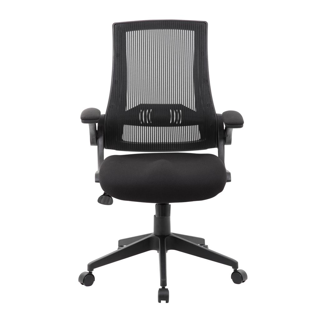 Boss Black Mesh Flip Arm Chair. Picture 2