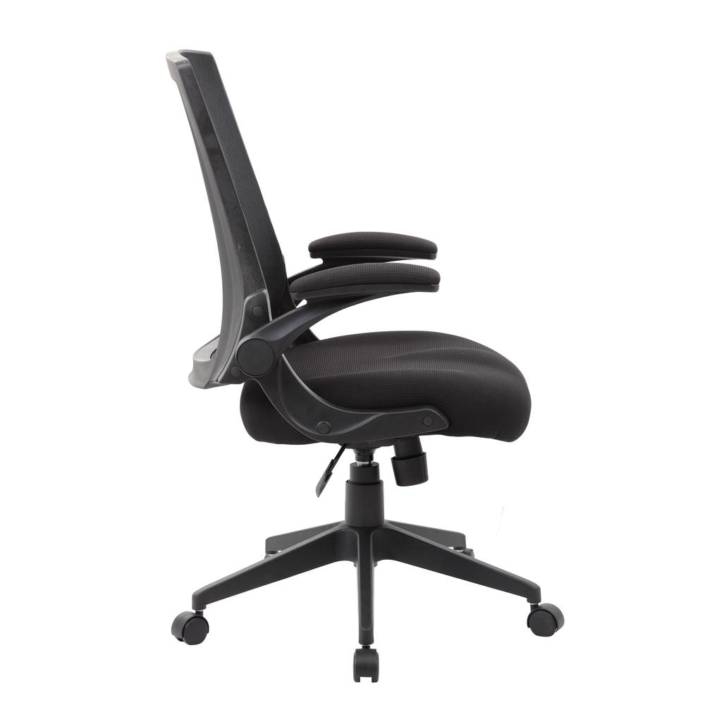 Boss Black Mesh Flip Arm Chair. Picture 3