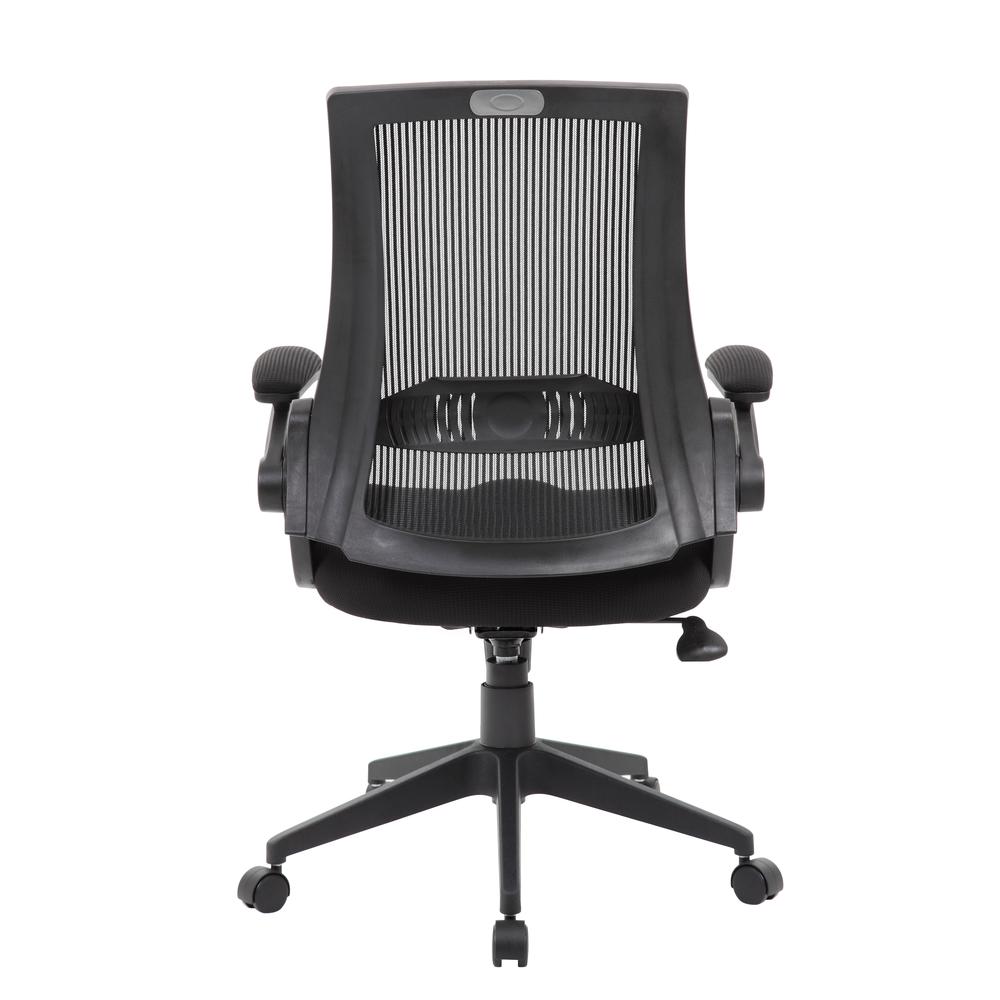 Boss Black Mesh Flip Arm Chair. Picture 4