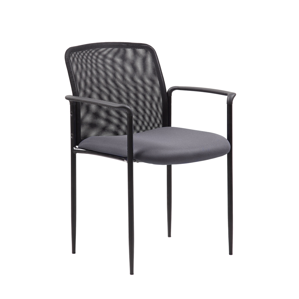 Boss Stackable Mesh Guest Chair - Grey. Picture 1