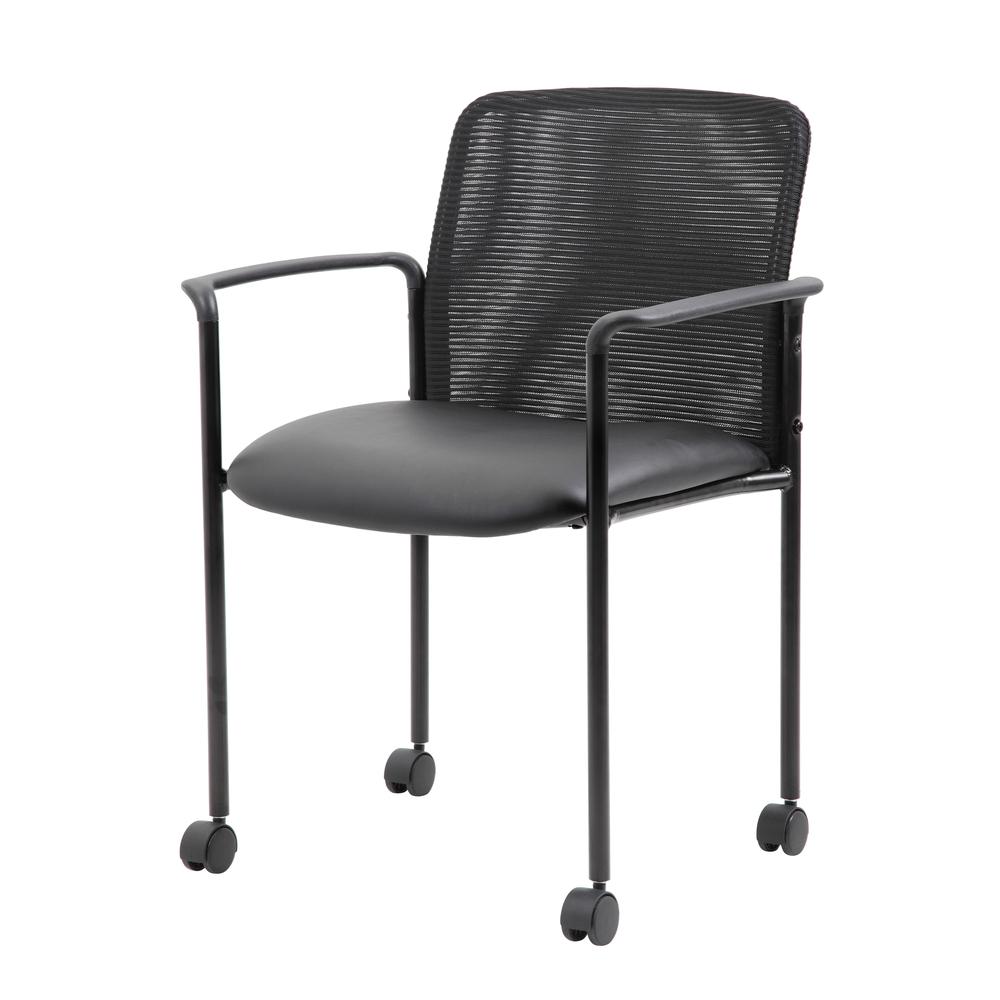 Boss Mesh Guest Chair with Casters, Black. Picture 2