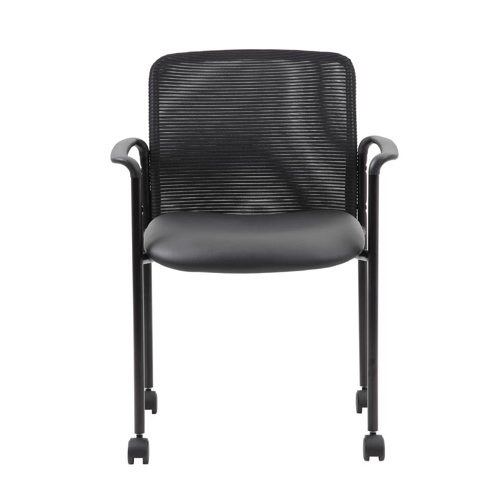 Boss Mesh Guest Chair with Casters, Black. Picture 3