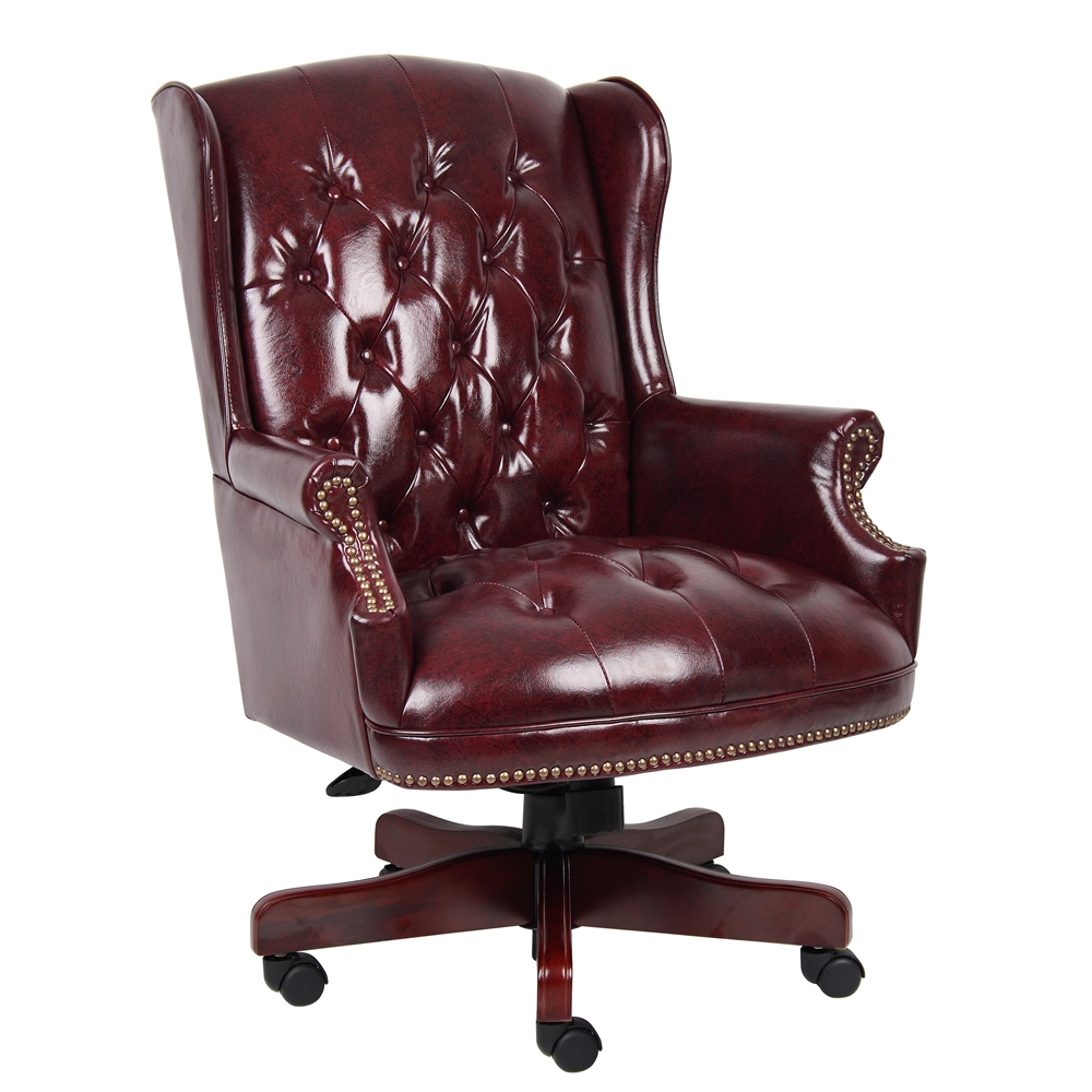 Boss Wingback Traditional Chair In Burgundy. Picture 1