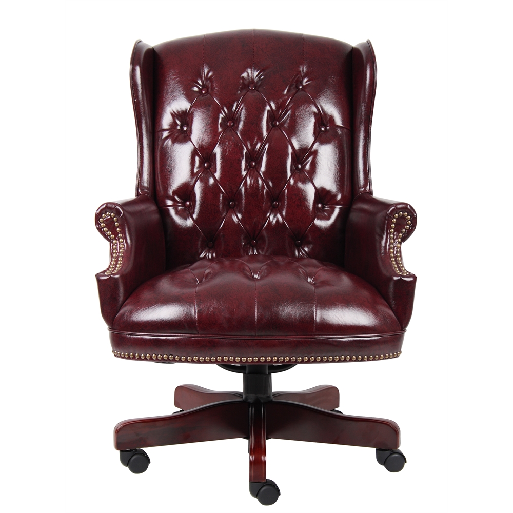 Boss Wingback Traditional Chair In Burgundy. Picture 3