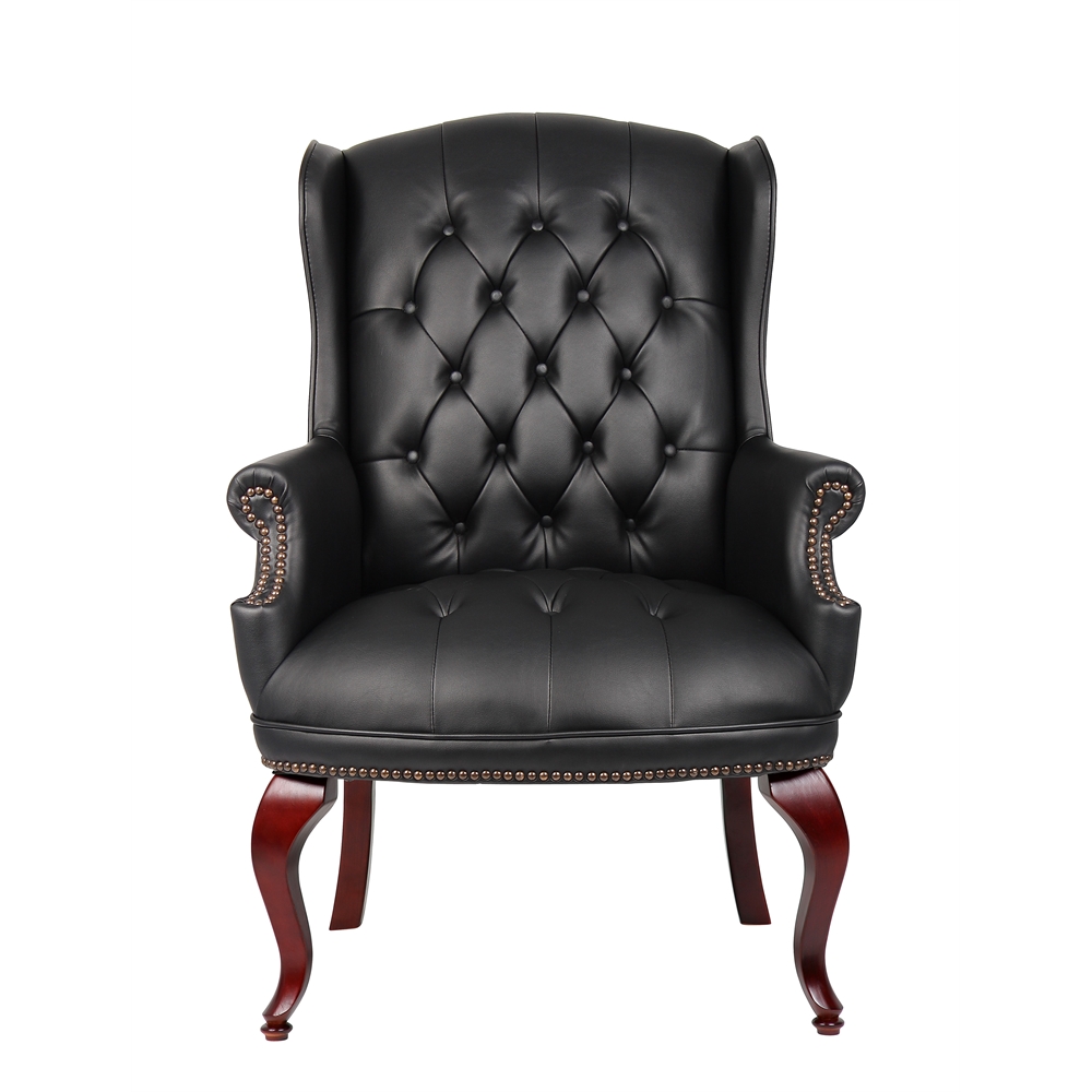 Boss Wingback Traditional Guest Chair In Black. Picture 1