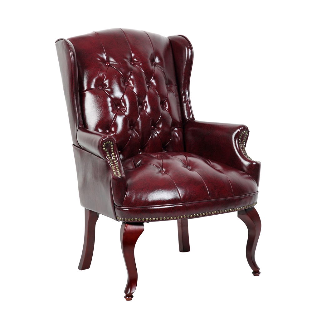 Boss Wingback Traditional Guest Chair In Burgundy. Picture 1