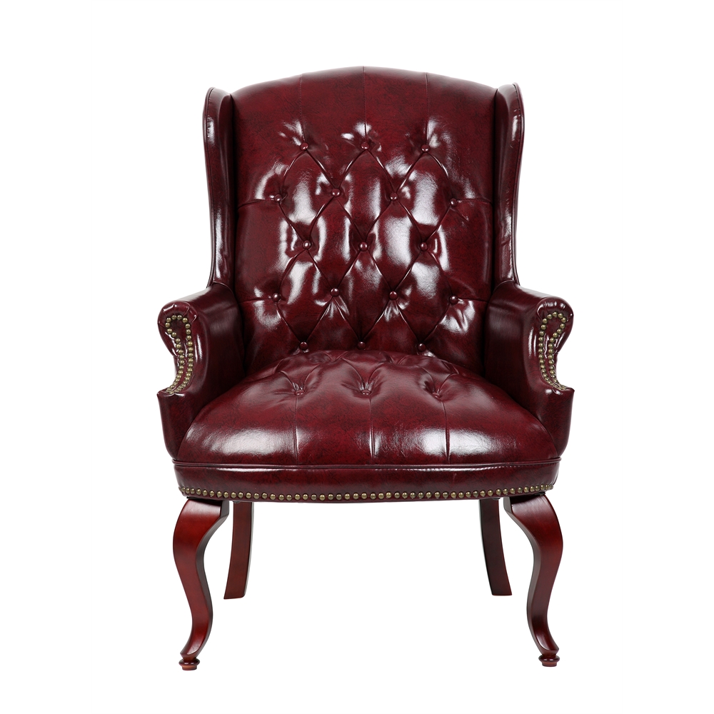 Boss Wingback Traditional Guest Chair In Burgundy. Picture 3