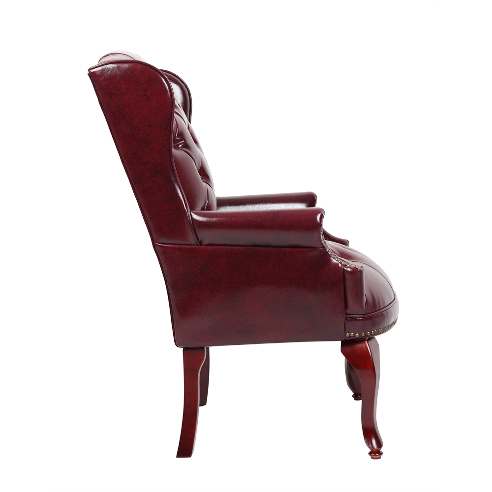 Boss Wingback Traditional Guest Chair In Burgundy. Picture 4