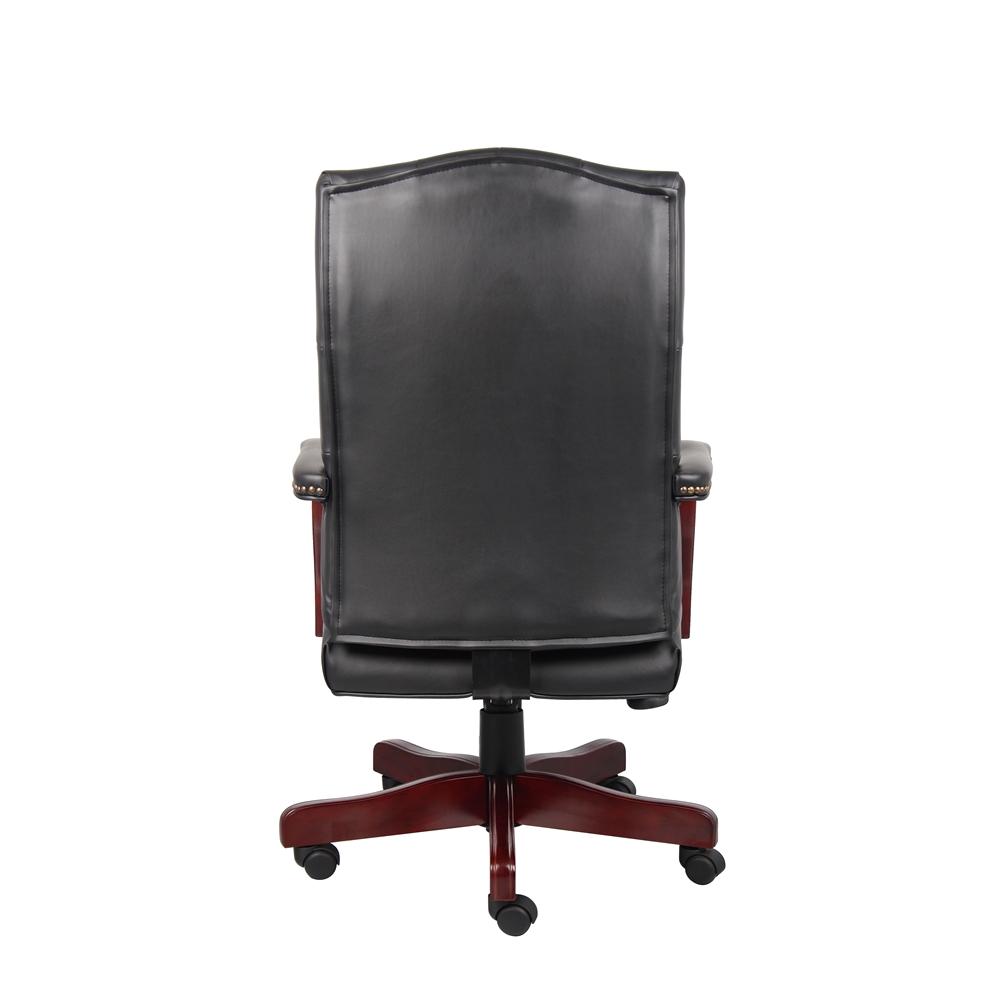 Boss Classic Black Caressoft Chair With Mahogany Finish Frame. Picture 2