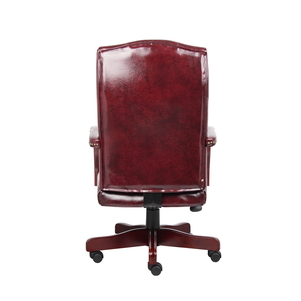 Boss Classic Executive Oxblood Vinyl Chair With Mahogany Finish Frame. Picture 2