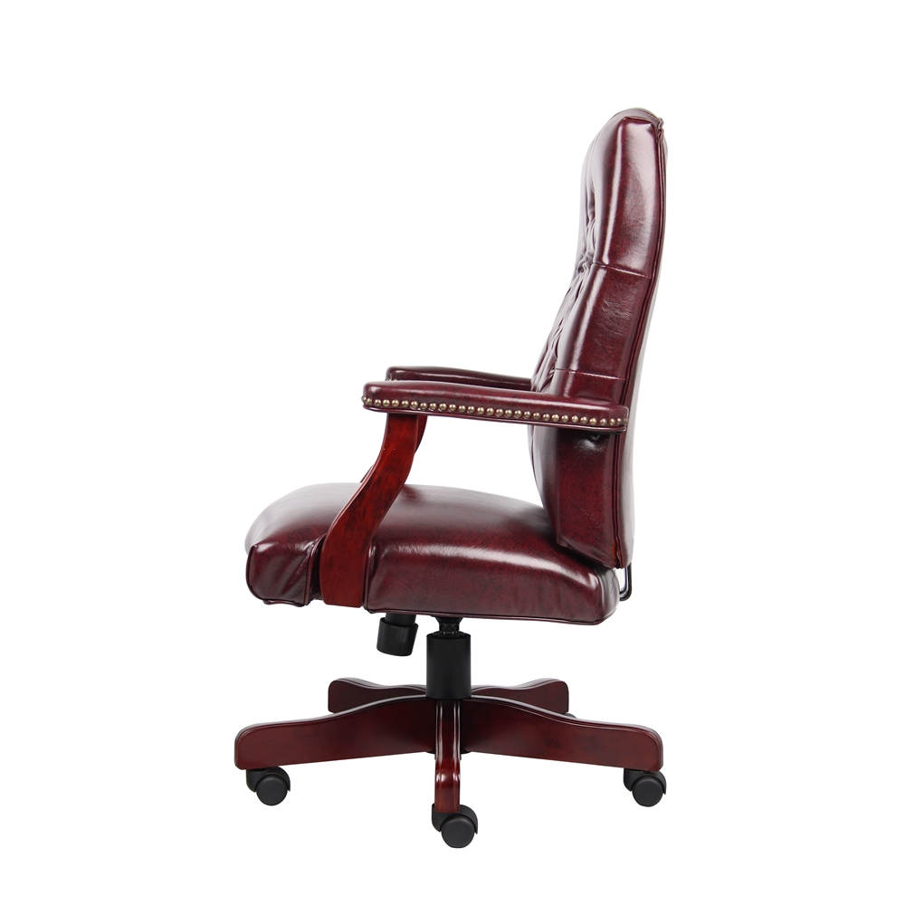 Boss Classic Executive Oxblood Vinyl Chair With Mahogany Finish Frame. Picture 4