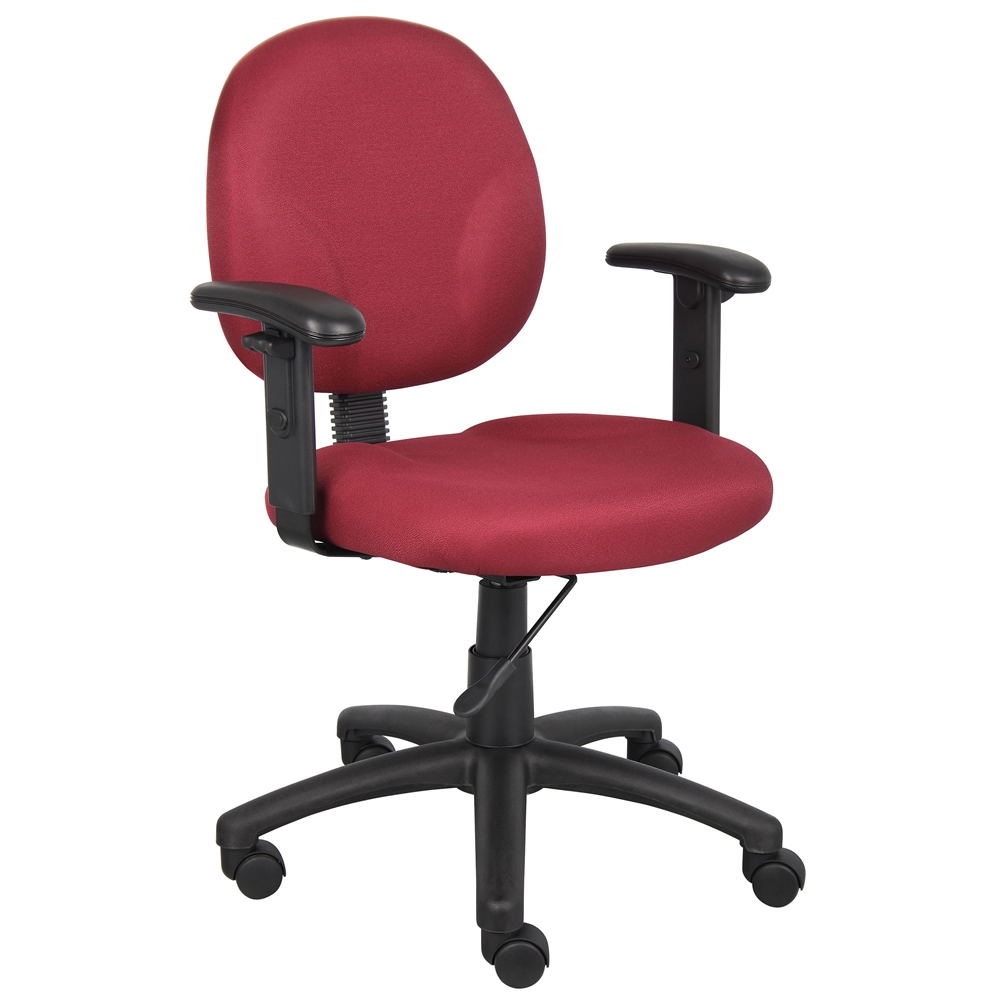 Boss Diamond Task Chair In Burgundy W/ Adjustable Arms. Picture 1