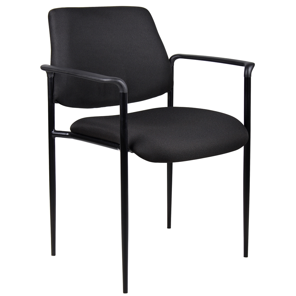 Boss Square Back  Diamond Stacking Chair W/Arm In Black. Picture 1