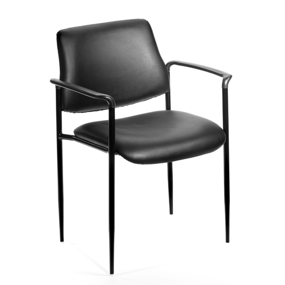 Boss Square Back  Diamond Stacking Chair W/Arm In Black Caressoft. Picture 1