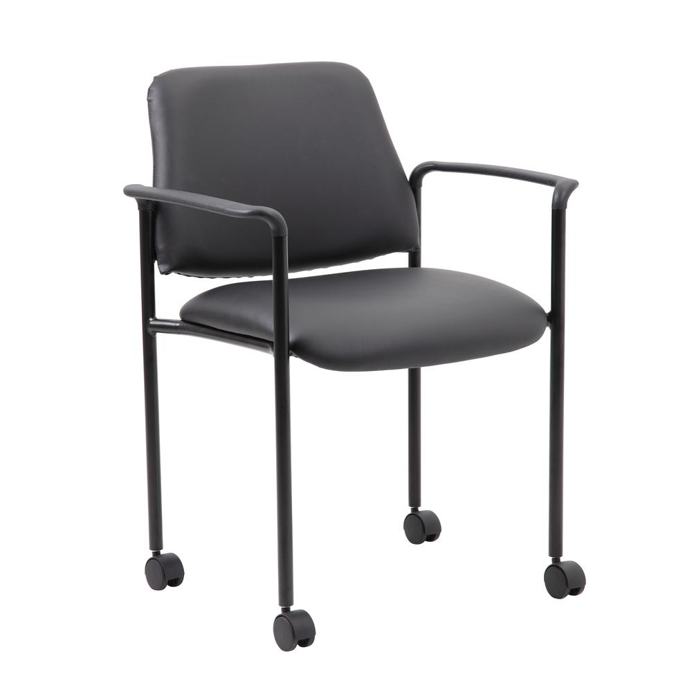 Boss Square Back  Diamond Stacking Chair W/Arm In Black Caressoft. Picture 6