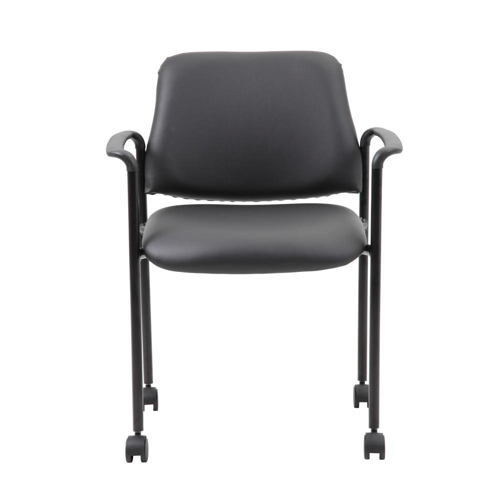 Boss Square Back  Diamond Stacking Chair W/Arm In Black Caressoft. The main picture.
