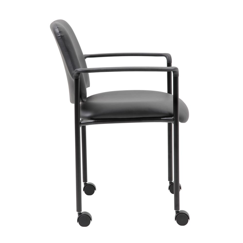 Boss Square Back  Diamond Stacking Chair W/Arm In Black Caressoft. Picture 2