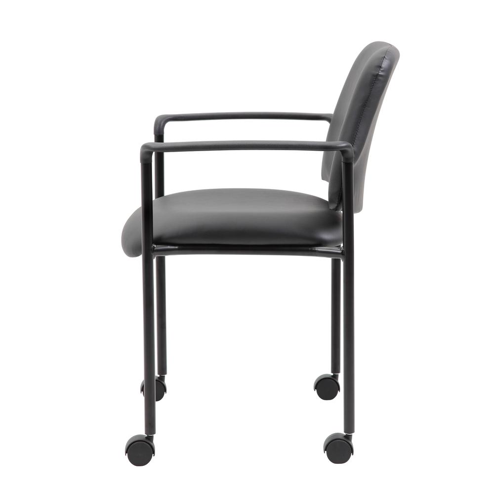 Boss Square Back  Diamond Stacking Chair W/Arm In Black Caressoft. Picture 4