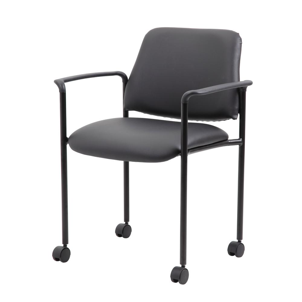 Boss Square Back  Diamond Stacking Chair W/Arm In Black Caressoft. Picture 5