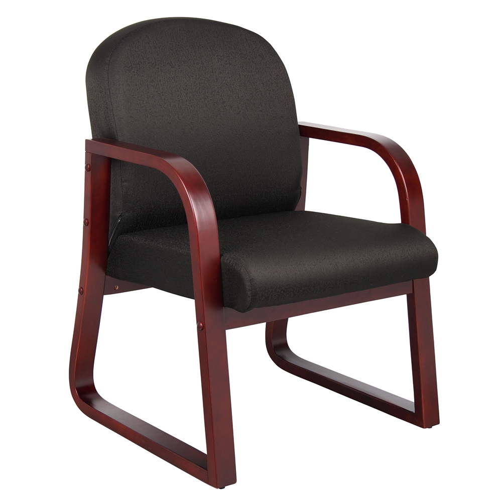 Boss Mahogany Frame Side Chair In Black Fabric. Picture 1