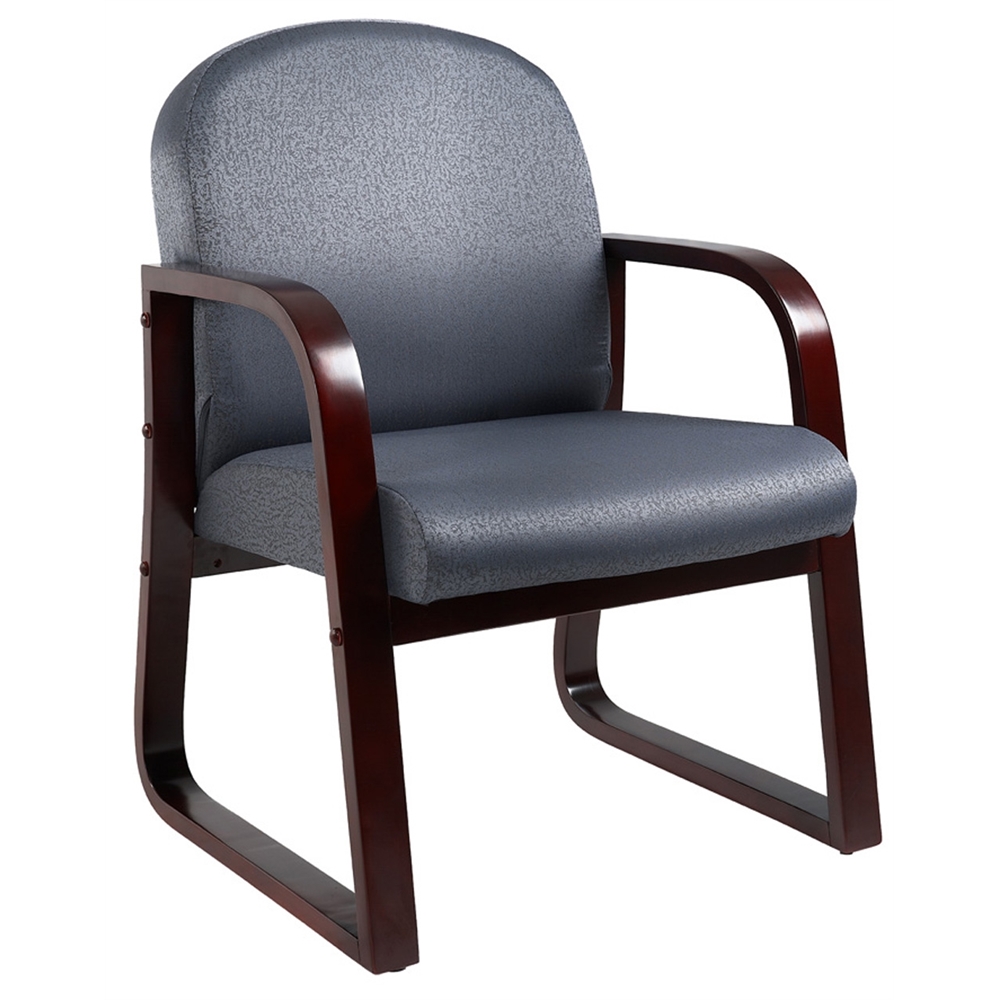 Boss Mahogany Frame Side Chair In Grey Fabric. Picture 1