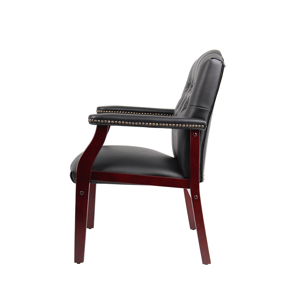 Boss Traditional Black Caressoft Guest Chair W/ Mahogany Finish. Picture 5
