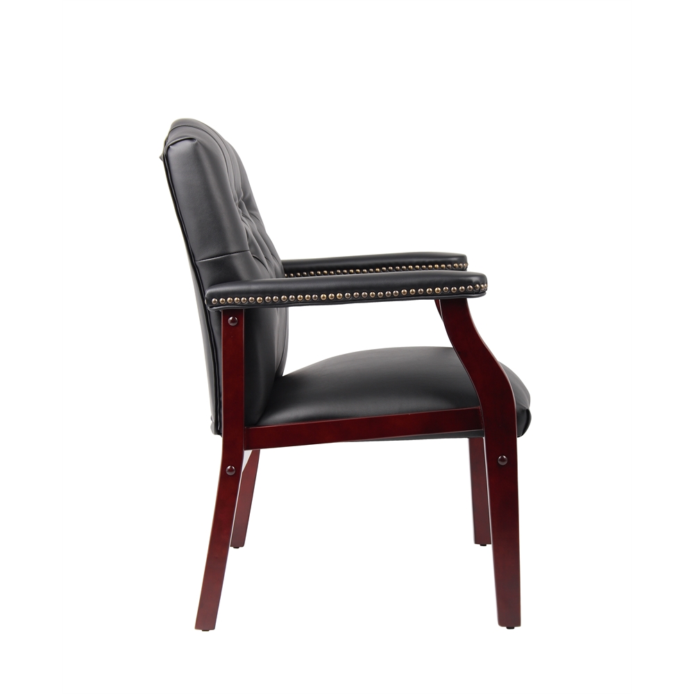 Boss Traditional Black Caressoft Guest Chair W/ Mahogany Finish. Picture 6