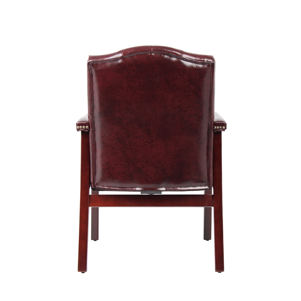 Boss Traditional Oxblood Vinyl Guest Chair W/ Mahogany Finish. Picture 6