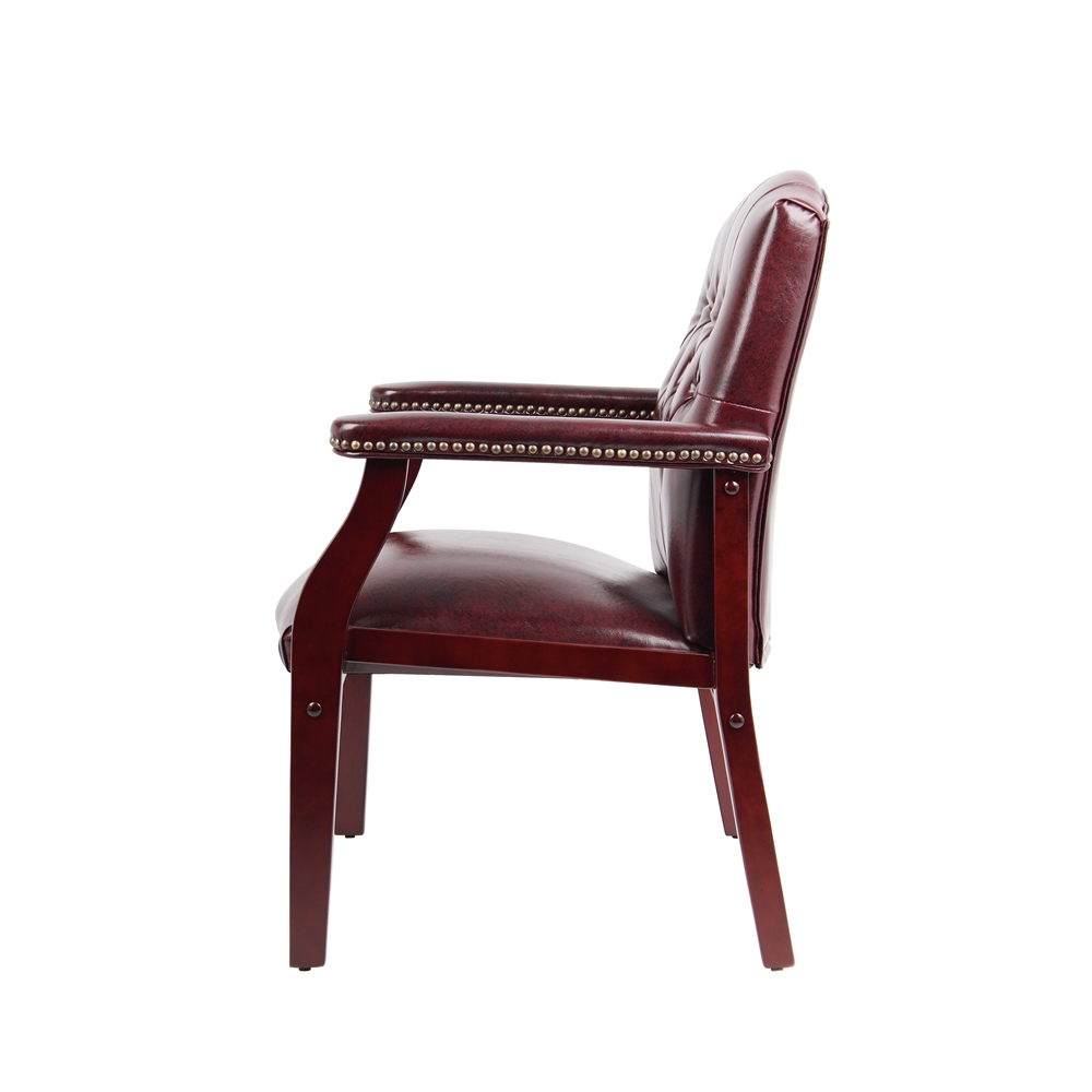 Boss Traditional Oxblood Vinyl Guest Chair W/ Mahogany Finish. Picture 5