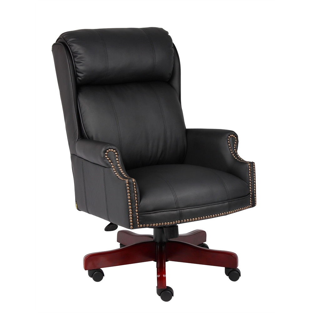 Boss Traditional High Back CaressoftPlus Chair W/Mahogany Base. Picture 4