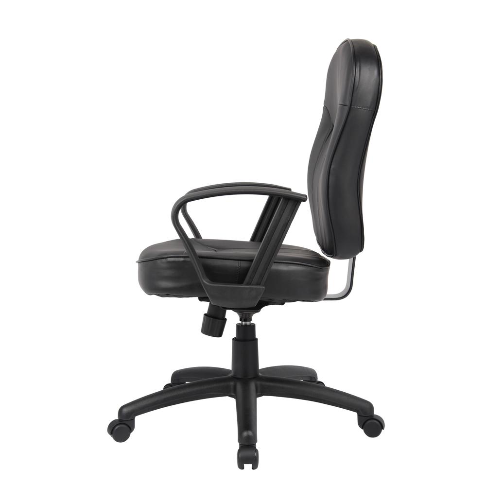 Boss Black Leather Task Chair W/ Loop Arms. Picture 6