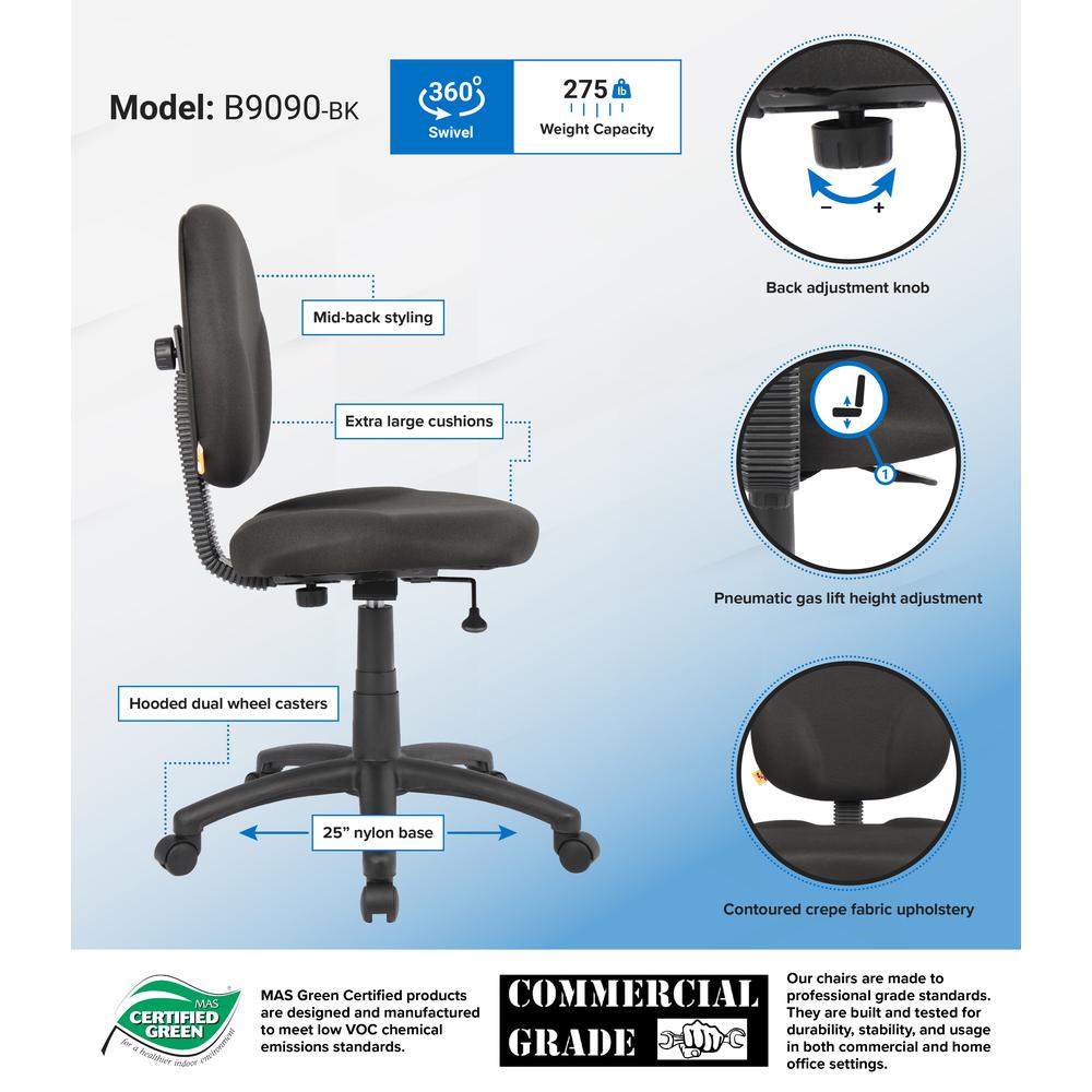 Boss Diamond Task Chair In Black. Picture 8