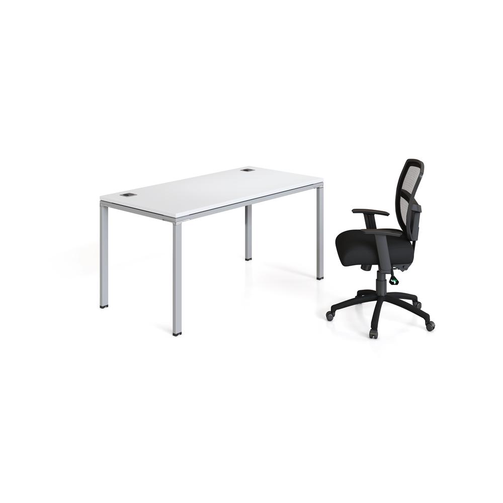 Single Desk, 66" X 24" Desk Top, White. Picture 2